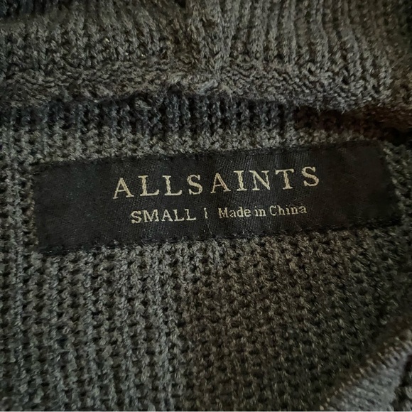 AllSaints Metz knit hoodie grey zip up - Picture 6 of 10